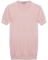 Prada - Short-Sleeve Ribbed Sweater - Lyst