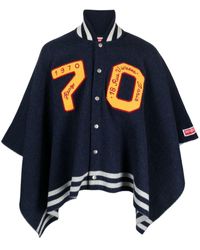 KENZO - Logo-patch Buttoned Cape - Lyst