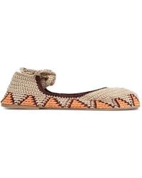 SLO_HAND_MADE - Crochet Lace-Up Ballet Flats - Lyst