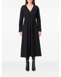 MEIMEIJ - Pleated-Waist V-Neck Midi Dress - Lyst