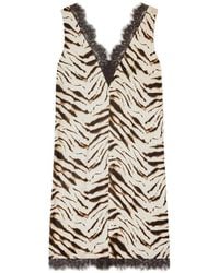 Ganni - Zebra Print Midi Dress - Lyst