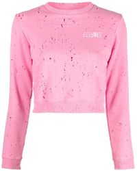 MM6 by Maison Margiela - Distressed Logo-Print Sweatshirt - Lyst