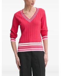 Liu Jo - Geribbelde Trui Met V-Hals - Lyst