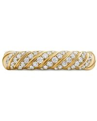 David Yurman - 18Kt Sculpted Cable Diamond Band Ring (4.6Mm) - Lyst