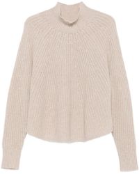 Allude - Gerippter Pullover Mit Stehkragen - Lyst