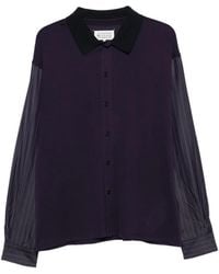 Maison Margiela - Pinstripe-Sleeve Panelled Cotton Shirt - Lyst