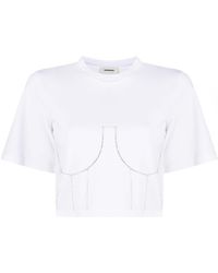 Sandro - T-shirt Verfraaid Met Kristallen - Lyst