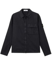 Stone Island - Logo-Patch Flap-Pocket Zipped Overshirt - Lyst