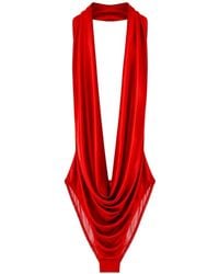 Elisabetta Franchi - Draped Halterneck Bodysuit - Lyst