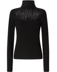 Genny - Ribbed-Knit Sheer-Panel Top - Lyst