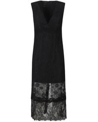 Pinko - V-Neck Lace Midi Dress - Lyst