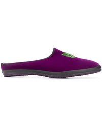 Needles Butterfly Embroidered Mules - Purple