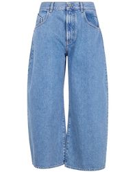 The Attico - Long Pant Wide-Leg Cropped Jeans - Lyst