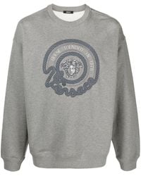 Versace - Medusa-embroidered Cotton Sweatshirt - Lyst