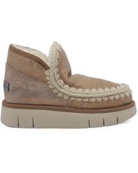 Mou - Eskimo Bounce Crochet-Trim Boots - Lyst
