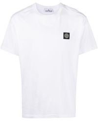 Stone Island - T-Shirt aus Baumwoll-Jersey mit Logoapplikation in Stückfärbung - Lyst