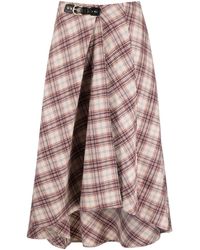 Maje - Check-pattern Asymmetric Midi Skirt - Lyst