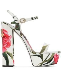Dolce & Gabbana - Plateau-Sandalen mit Blumen-Print - Lyst