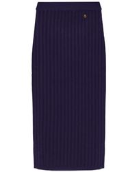 Versace - Ribbed-Knit Medusa-Plaque Midi Skirt - Lyst