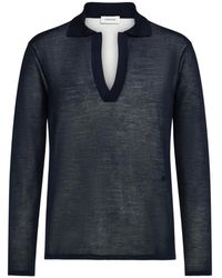 Ferragamo - Long Sleeve Knitted Silk Polo Shirt - Lyst