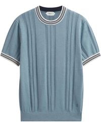 Pringle of Scotland - Textured-Knit Striped-Trims T-Shirt - Lyst