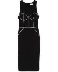 Elisabetta Franchi - Abito Midi Con Dettagli A Contrasto - Lyst