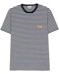 Woolrich - | T-shirt in cotone stretch con motivo a righe e logo | male | BLU | XL - Lyst