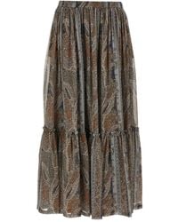 Saint Laurent - Paisley-Print Ruffled Skirt - Lyst