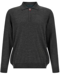 Kiton - Half-Zip Wool Polo Shirt - Lyst