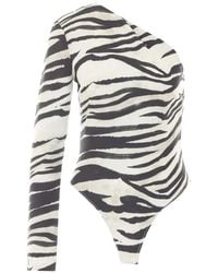 Patrizia Pepe - Zebra-Print One-Shoulder Bodysuit - Lyst