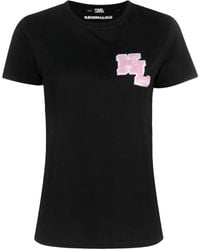 Karl Lagerfeld - Kl Logo-patch Organic Cotton T-shirt - Lyst