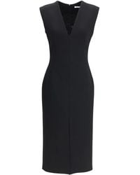 Givenchy - Vestido midi con cuello en V - Lyst