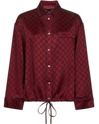 Gucci - Bluse Aus Gg Satin Mit Schleife Auf Taillenhöhe, Größe - Lyst