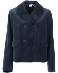 Aspesi - Double-breasted Velvet-texture Jacket - Lyst