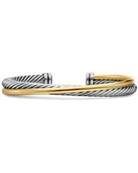David Yurman - 18Kt And Sterling Crossover Two Row Cuff Bracelet (5Mm) - Lyst