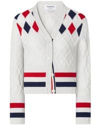 Thom Browne - Argyle-Pattern Cardigan - Lyst