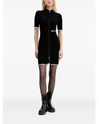 Karl Lagerfeld - Zip-front Ribbed Mini Dress - Lyst