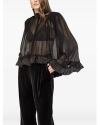 Nissa - Ruffle-Trim Chiffon Top - Lyst