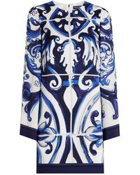 Dolce & Gabbana - Dg Exclusive Majolica- Charmeuse Dress - Lyst