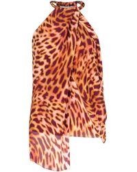 Stella McCartney - Animal-Print Draped Blouse - Lyst