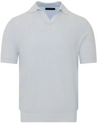 Patrick Assaraf - Bubble-Knit Johnny-Collar T-Shirt - Lyst