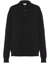 Prada - Long-sleeved Knitted Polo Shirt - Lyst