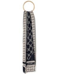 Joop! - Logo-Print Fringed Scarf - Lyst