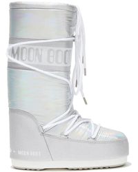 Moon Boot - Metallic Logo-Print Snow Boots - Lyst