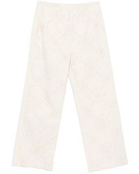 DKNY - Broderie-Anglaise Wide-Leg Jeans - Lyst