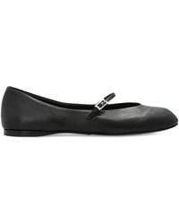 Max Mara - Buckle-Strap Leather Ballet Flats - Lyst