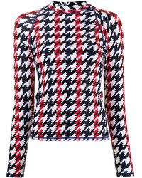 Perfect Moment Houndstooth-print Rash Guard - Blue