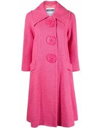 Moschino - Single-Breasted Tweed Coat - Lyst