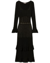 Twinset - Long Wool Blend Knit Dress With Ruffles - Lyst