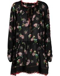 Cynthia Rowley - Floral-print Dropped-waist Silk Minidress - Lyst